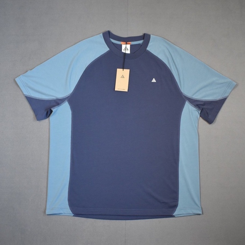 Nike ACG Goat Rocks Color Block Dri-FIT ADV Baseball Tee X-Large Blue Two Tone - Picture 2 of 8